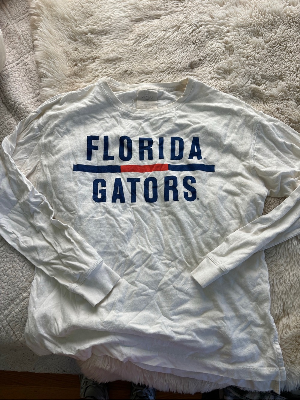 Champion White 'Florida Gators' Long Sleeve Tee with Blue & Red Print